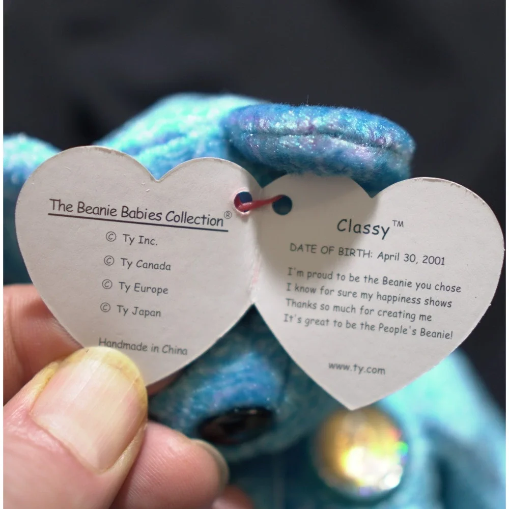 TY Beanie Baby Classy Turquoise Bear 2001 Retired Collectible Plush VTG MWMT - Picture 6 of 9